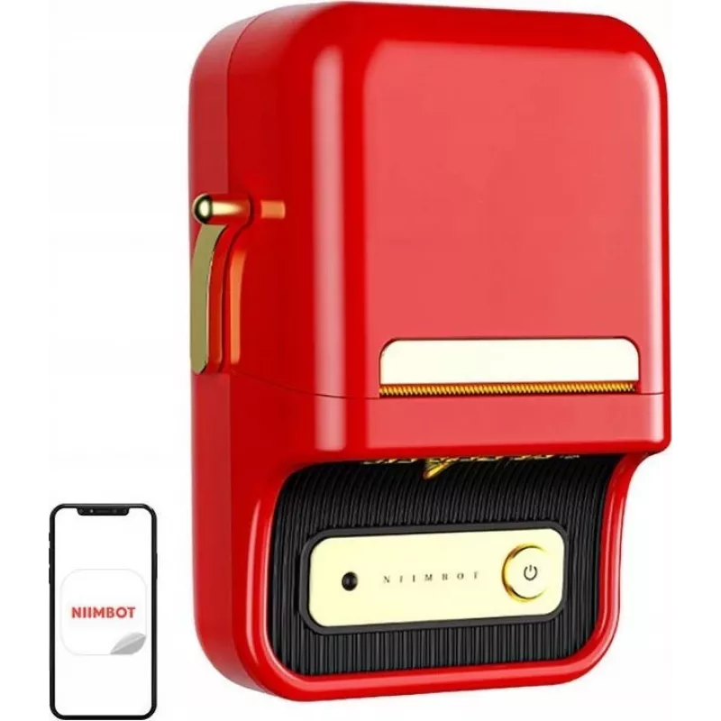 Etikettendrucker NIIMBOT B21S Rot — kompakter Thermo-Bluetooth-Drucker, 50 mm Druckbreite, 60 mm/s, 1200 mAh Akku