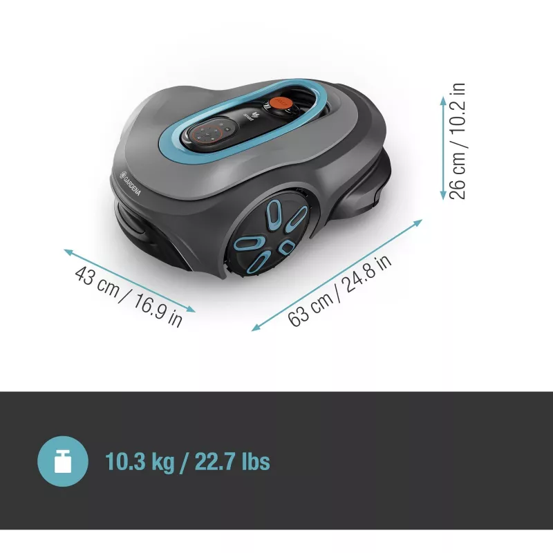 Mähroboter GARDENA smart SILENO max — 1500 m², 16 cm Schnittbreite, Akku, LONA-Navigation, grau