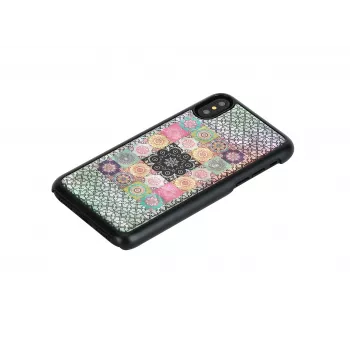 Smartphone-Hülle iKins für iPhone XS / XS S — Flower Garden-Design, schwarz