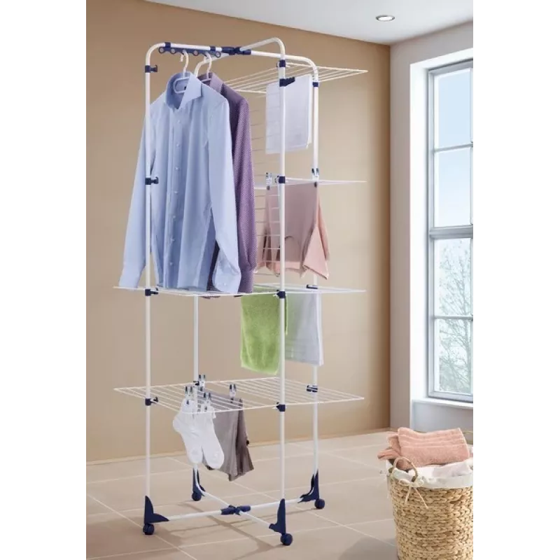 Wäscheständer Leifheit Classic Tower 450 81456 — innen/außen, 45 m Trockenfläche, Rollen, 1760×690 mm