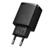 Indoor USB-Schnellladegerät Baseus CCXJ-B01 – 2 Ports (USB-C PD 20W + USB-A QC3.0 18W), 100–240 V, Schwarz