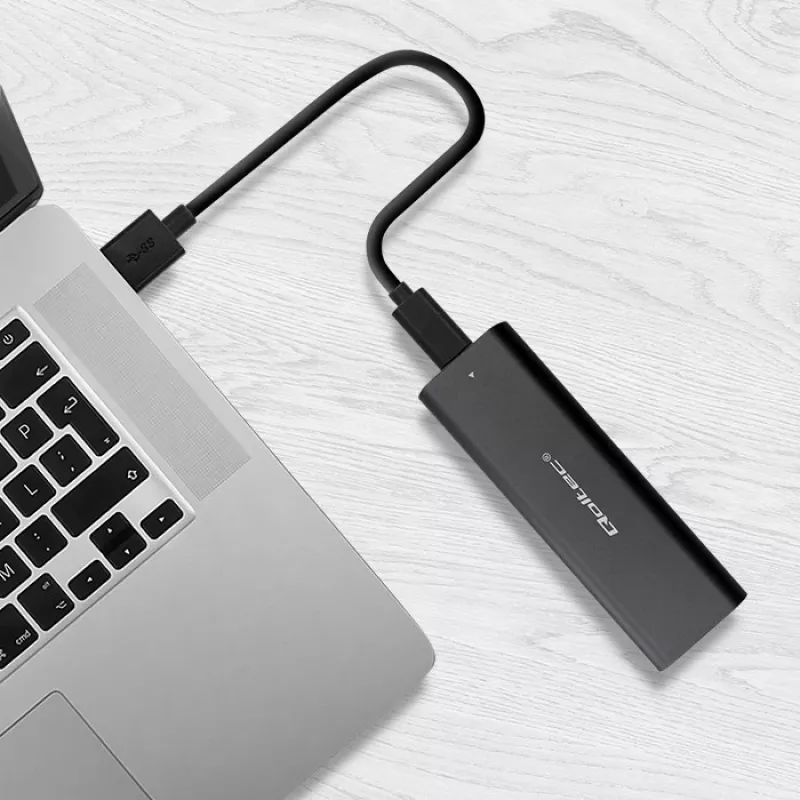 SSD-Gehäuse QOLTEC 50312 Schwarz für einzelnes M.2 SATA-Laufwerk, USB Type-C (USB 2.0 / 3.2 Gen 1)