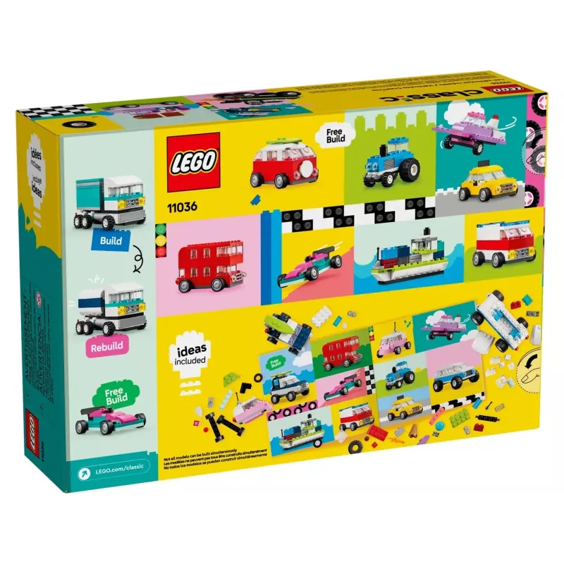 LEGO Classic Kreative Fahrzeuge Buntes Modellauto-Set mit Polizeiauto-Spielzeug & 11023 Klassische grüne Grundplatte Quadrat 32x32 Noppen Baugras