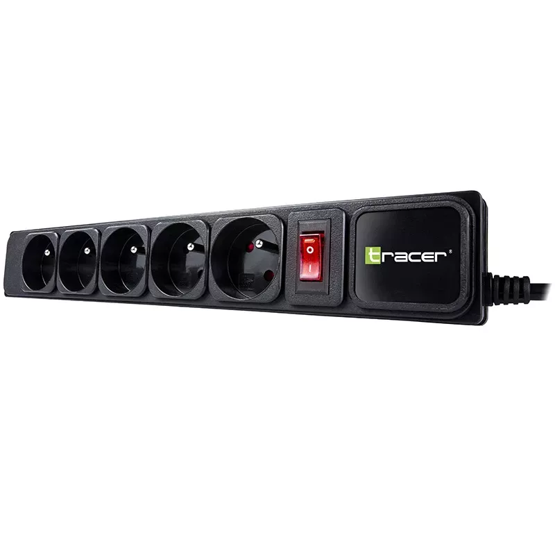 Tracer PowerGear Schwarz 5 AC-Steckdosen 1,5 m 2300 W