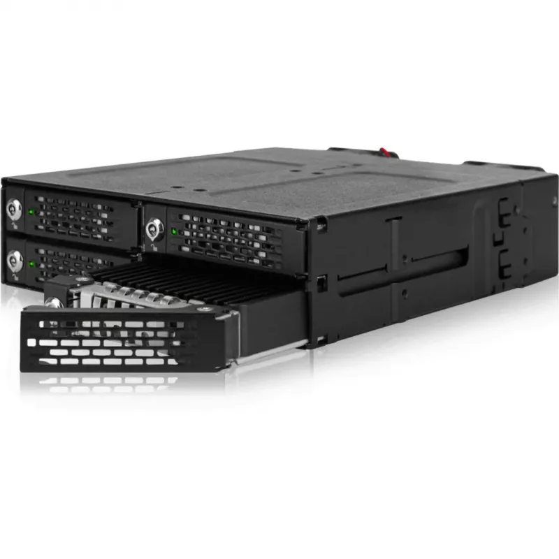 ICY DOCK - ToughArmor MB720MK-B V3 - 4x PCIe 4.0 M.2 NVMe zu 4x OCuLink in 1x 5,25 Schacht mobiler Rahmen Metall schwarz mit Schlüsselsperre (Tri-Mode-kompatibel)