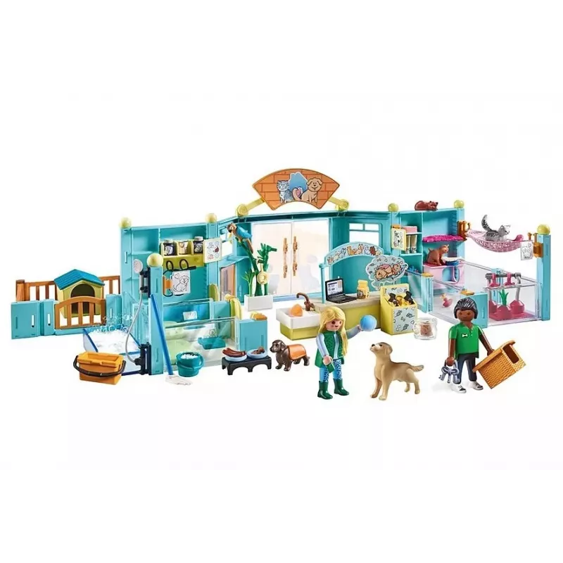 PLAYMOBIL Spielfigur My Life 71742 Tierhotel mit Figuren – Spielset mit Hotelbau und Tierfiguren
