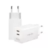 Dualer USB-Steckdosenadapter 65W, 2xUSB-C, weiß