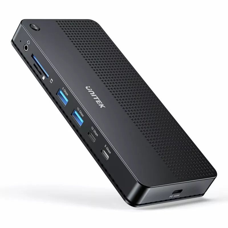 Dockingstation UNITEK D1103A01 USB4 Kabelgebunden Schwarz 100W Power Delivery