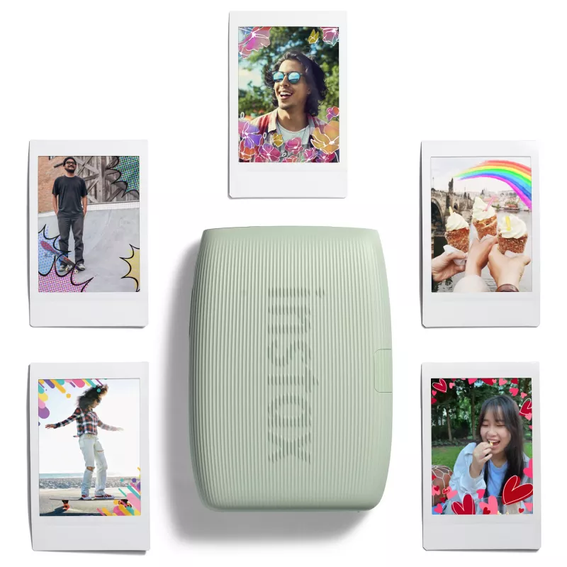 Sofortbilddrucker Fujifilm Instax Mini Link3 Sage Grün — 800×600 DPI, druckt 6,2×4,6 cm, Bluetooth, 0,21 kg