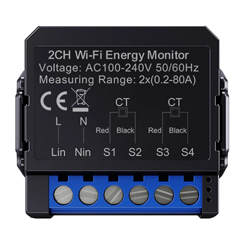 Intelligenter bidirektionaler Energiezähler Avatto WPM16-2 – WiFi-Konnektivität, Energieüberwachung für Verbrauch und Erzeugung
