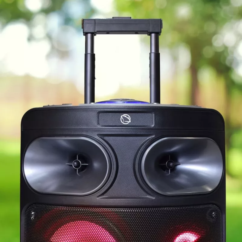 Tragbarer Bluetooth-Karaoke-Lautsprecher MANTA SPK0803B140 140W, batteriebetrieben, MIC/USB/microSD, FM, Equalizer, Rollen