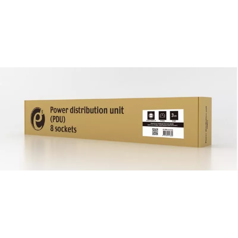 Power Distribution Unit GEMBIRD EG-PDU-014-C14, 8 AC-Ausgänge, C14-Eingang, 3 m Kabel, 1U, 3680 W, 10 A, Aluminium, schwarz
