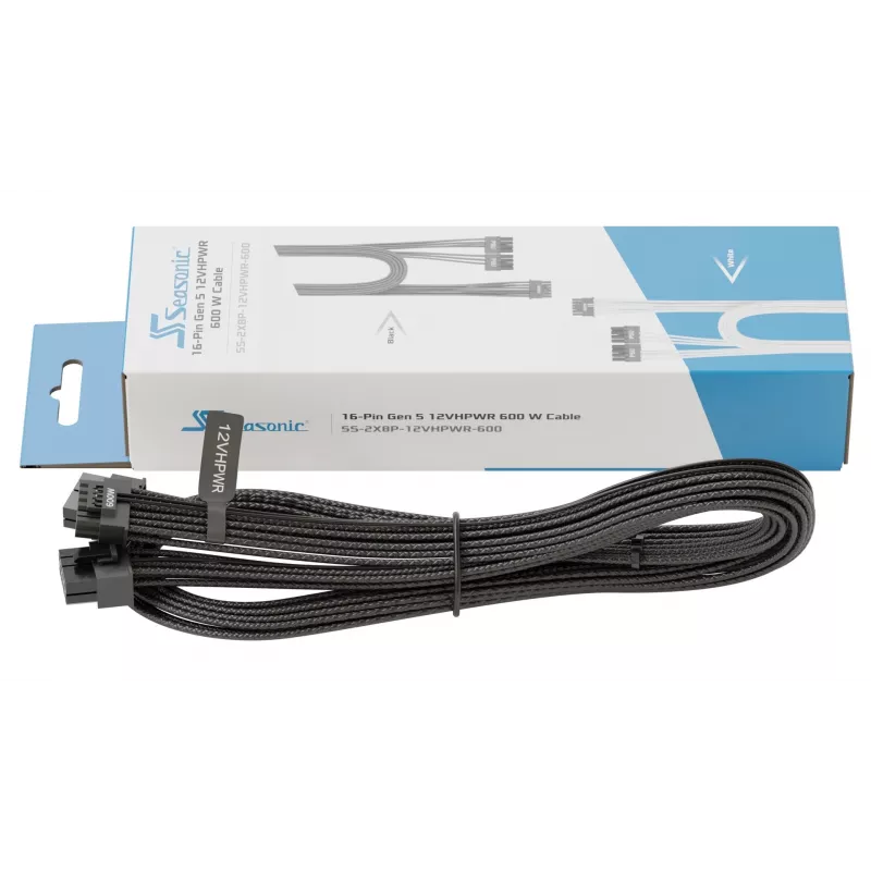 Adapterkabel SEASONIC NESE-165 12VHPWR PCIe 5.0 schwarz für GPU-Stromanschluss