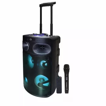 Tragbarer Bluetooth-Karaoke-Lautsprecher MANTA SPK0803B140 140W, batteriebetrieben, MIC/USB/microSD, FM, Equalizer, Rollen