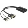 Video-Adapterkabel DeLOCK 62597 0,25 m HDMI Typ A VGA D-Sub 3,5 mm USB Typ-A Schwarz