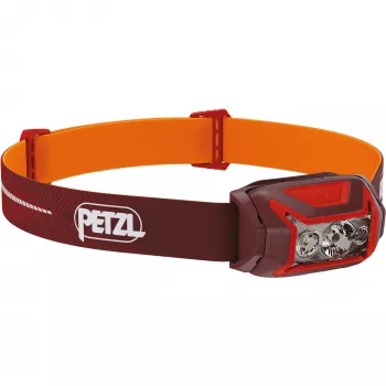 Stirnlampe Petzl Actik Core — LED, 100 lm, integrierter 1250 mAh USB-Akku, IPX4, rot