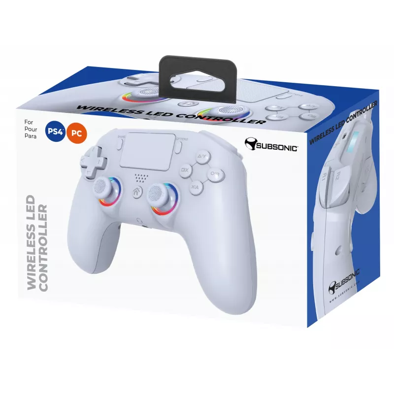 Kabelloser LED-Controller SUBSONIC SA5639-2 — für PS4 und PC, weiß, kabellose Verbindung