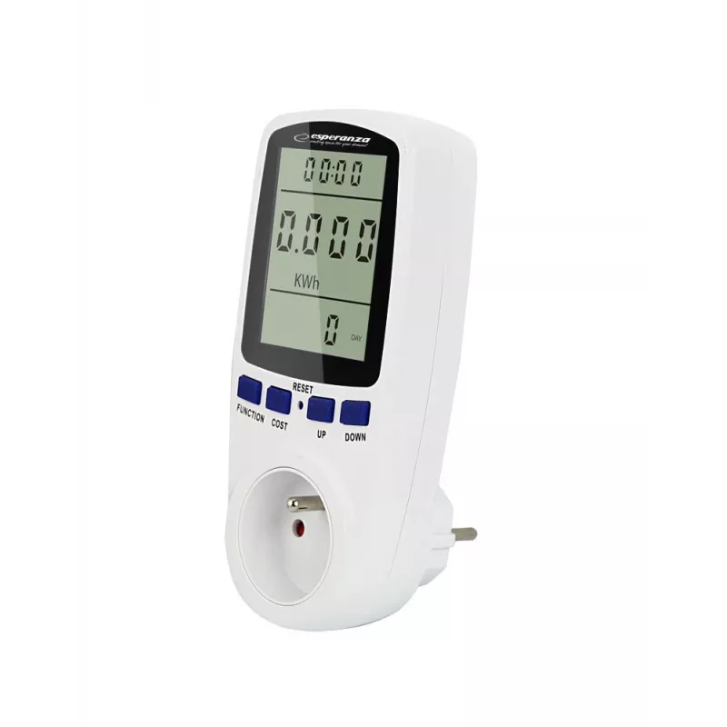 Stromverbrauchszähler ESPERANZA ELA103 mit LCD-Anzeige — 16 A, 3680 W, 230 V, 50–60 Hz