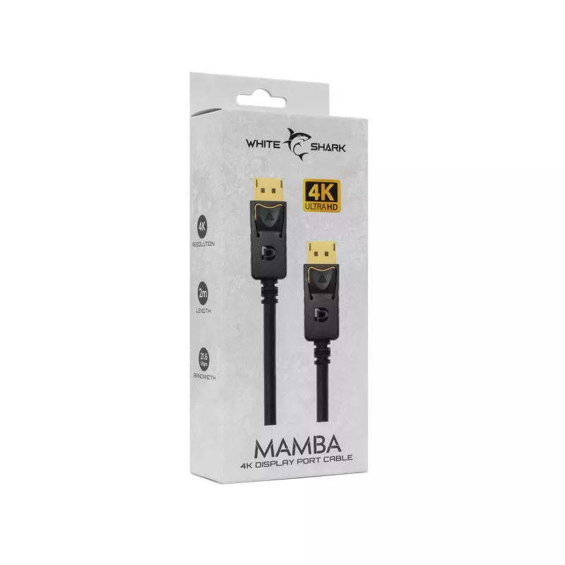 DisplayPort-Kabel White Shark MAMBA 2m – 4K 60Hz, kompatibel mit 2.0