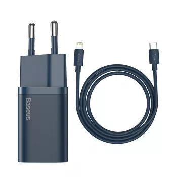 Baseus Super Si Power Charger mit USB-C auf Lightning Kabel 20W Blau