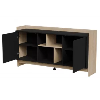 Cama PORTO 2D Kommode 150x38x77 Eiche/schwarz