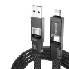 4-in-1-Kabel BlitzWolf BW-HDC7 — USB-C, Lightning, USB-A, Micro-USB 1,2 m 240 W schwarz