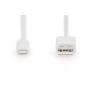 DIGITUS - Lightning-Kabel - Lightning (M) zu USB (M) - 1,0 m - Doppelisolierung - Weiß - Vergossen - für Apple iPad/iPhone/iPod (Lightning) (DB-600106-010-W)