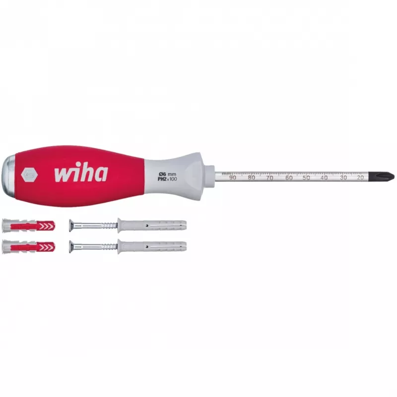 Wiha SoftFinish Dübellochschläger-Set, 6 mm, inkl. 4 Dübel