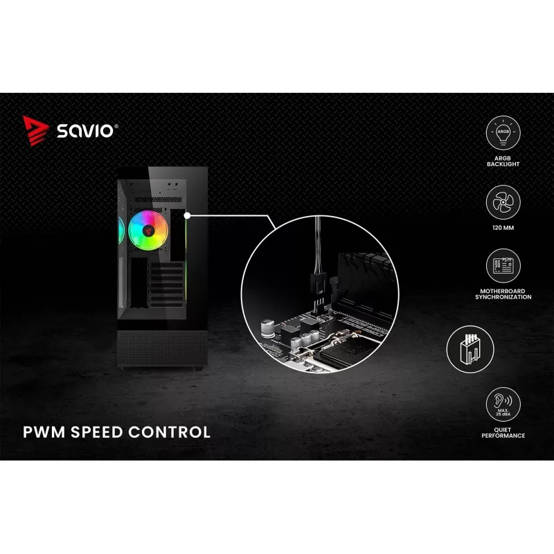 SAVIO Blast 120mm ARGB PWM Gehäuselüfter - Schwarz