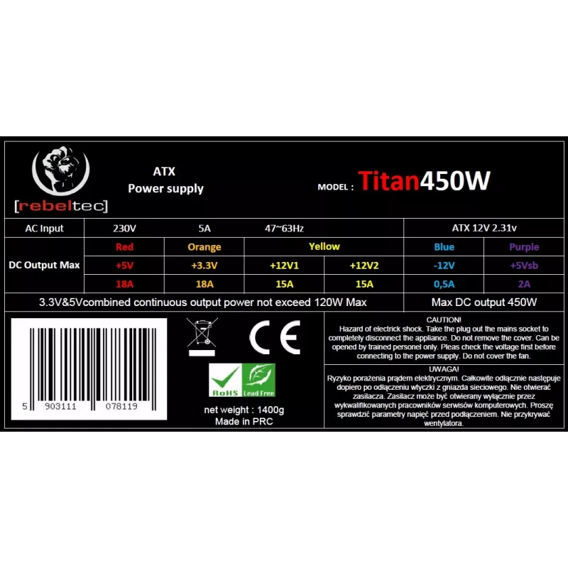 Netzteil ATX ver2.31 TITAN 450W