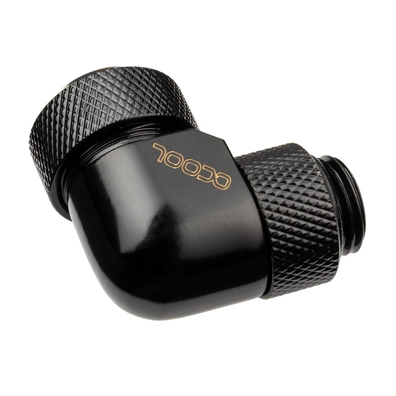Alphacool Eiszapfen 13mm HardTube Einschraubverschraubung 90° drehbar G1/4 - Winklige Kompressionsverschraubung für Flüssigkeitskühlung - Tiefschwarz