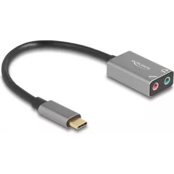 Externe USB-Audiokarte DELOCK 67071 — 16-Bit, 48 kHz, 3,5 mm Kopfhörer, Aluminiumgehäuse, 0,15 m Kabel