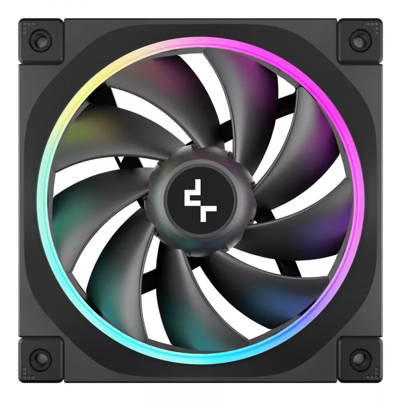 Gehäuselüfter DeepCool FL12 120 mm, PWM, 500–2150 U/min, 55 CFM, 2,82 mmH2O, FDB, Multi-LED, schwarz