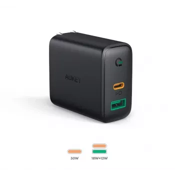 Wand Charger 2xUSB Leistung Delivery (1xUSB A+1xUSB C) 5.4A 30W Dynamic Detect PA-D1