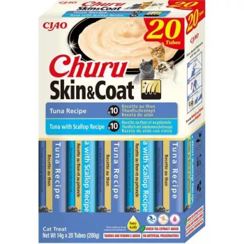 Nassfutter-Leckerli für Katzen Inaba Foods Churu Skin & Coat Thunfisch 20 x 14 g (280 g) Beutel