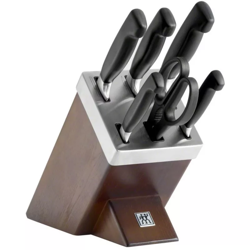 Messer-/Schneidblock-Set ZWILLING 35145-000-0 — 7-teilig, Edelstahlklingen, Kunststoffgriffe, inklusive Brot-, Schäl-, Koch-, Aufschnittmesser, Scherenfach