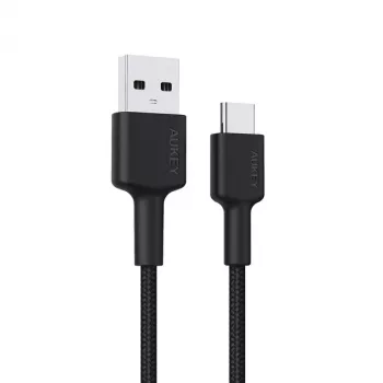 USB-A-auf-USB-C-Kabel AUKEY CB-CD30 0,9 m – Schwarz, geflochten, USB PD 3.0, 0,48 Gbit/s