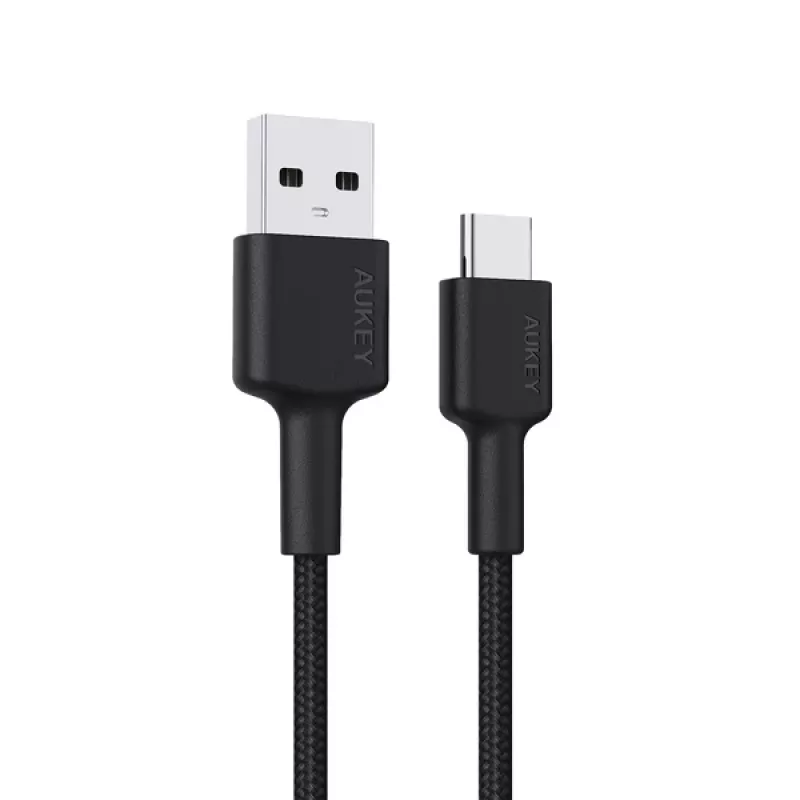USB-A-auf-USB-C-Kabel AUKEY CB-CD30 0,9 m – Schwarz, geflochten, USB PD 3.0, 0,48 Gbit/s