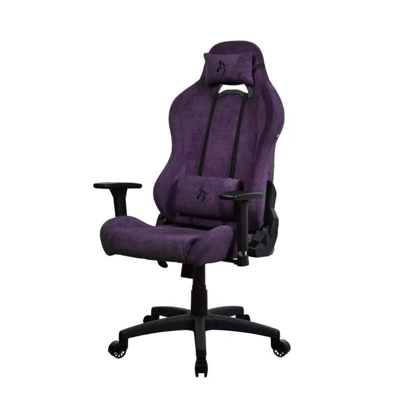 Gaming-Stuhl Arozzi Torretta SoftFabric Lila – ergonomisches Design, verstellbare Armlehnen, neigbare Rückenlehne