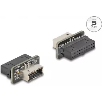 DeLOCK 67238 Kabel-Adapter 20-Pin USB USB Type-E Schwarz Edelstahl