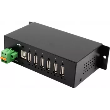 EXSYS EX-1596HMVS 6-Port USB 2.0 Metall-HUB mit 15KV ESD Überspannungsschutz (Hutschiene)