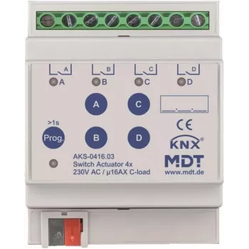 MDT AKS-0416.03 Schaltaktor 4-fach, 4TE, REG, 16A, 230VA (AKS-0416.03)