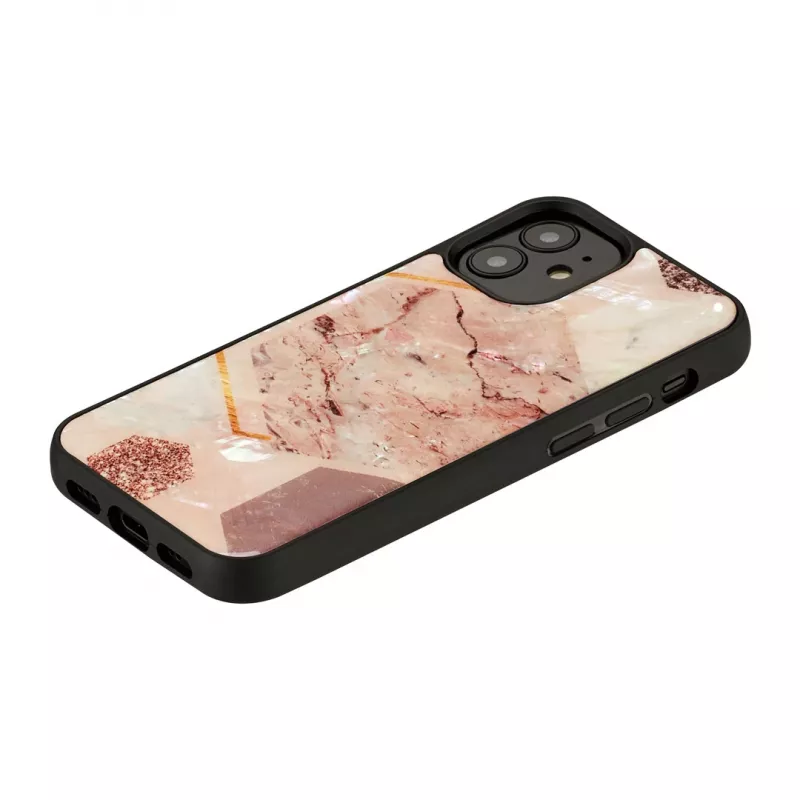 Schutzhülle iKins für Apple iPhone 12 mini — pinkes Marmormuster, schlank Fit