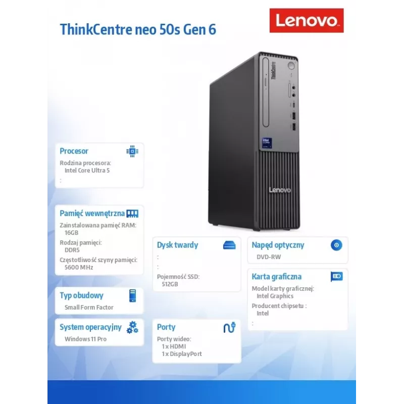 Desktop ThinkCentre Neo 50s SFF 13DM000MPB W11Pro 5 225/16 GB/512 GB/INT/3 Jahre OS