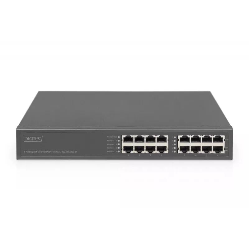 Digitus 8-Port Gigabit Ethernet PoE Injector, 802.3bt, 250 W