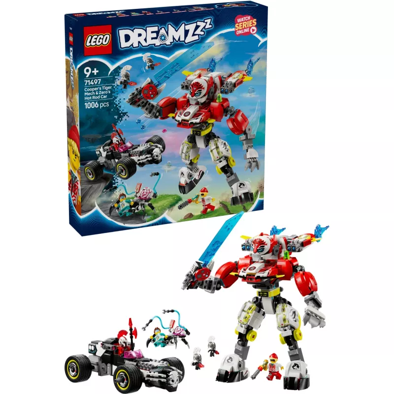 LEGO DREAMZZZ 71497 Coopers Tiger Mech und Zeros Hot Rod Car