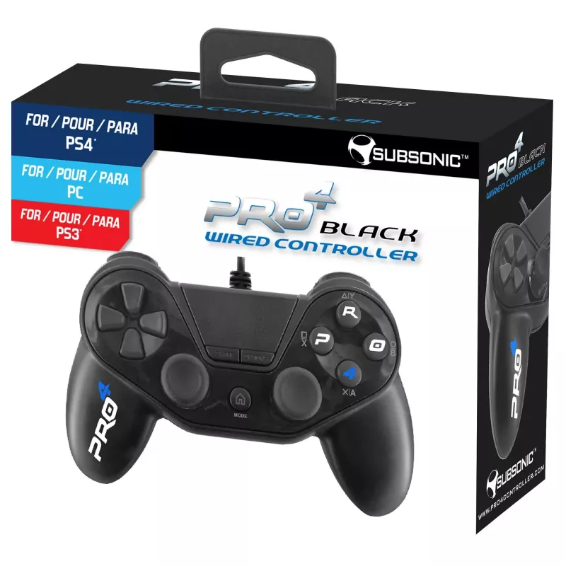 Kabelgebundener Gamecontroller SUBSONIC SA5417 für PS4, Schwarz