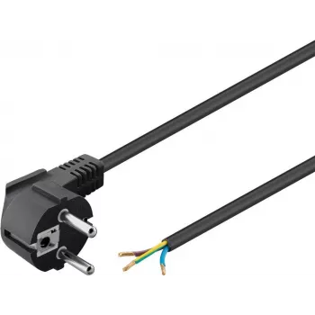 Goobay Schutzkontakt-Netzkabel gewinkelt zur Selbstmontage, 1,8 m, Schwarz (59572)