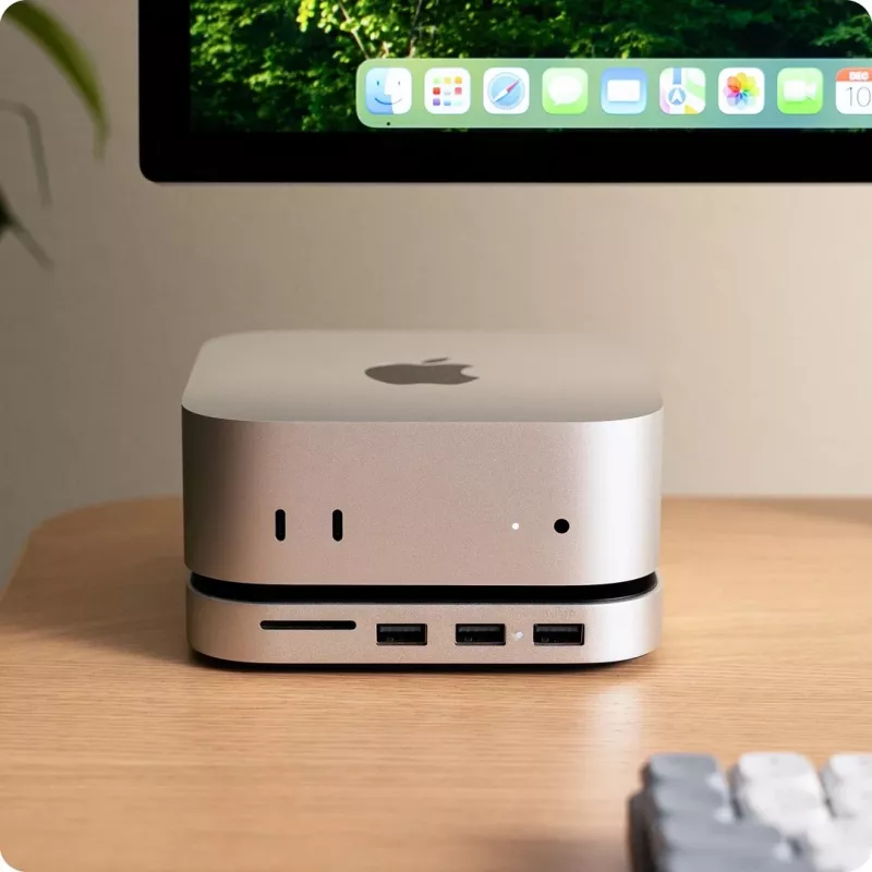 Satechi Laptop-Dock/Port-Replikator ST-GNMMES — kabelgebundener USB 3.2 Gen 2 Typ-C Hub, USB-A & SD, Silber