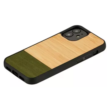 Handyhülle man and wood für iPhone 12 mini – Bambuswald Schwarz